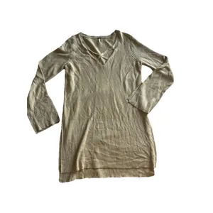 Free People Sweater Criss Cross Tunic V-Neck Long Sleeve Cream Size L thumbnail 2