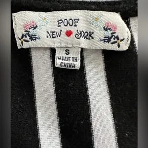Poof New York Black White Striped Short Sleeve Tie Waist Faux Wrap Dress thumbnail 3