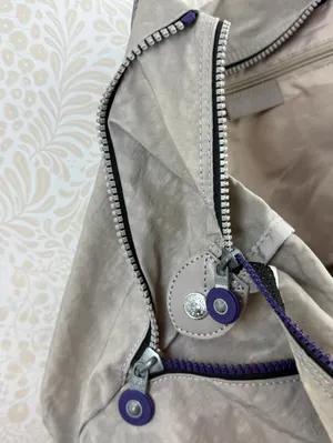 Kipling Gray and Purple Large Nylon Tote Bag thumbnail 4