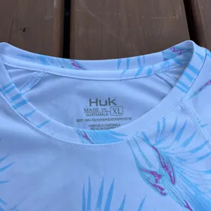 Womens Huk Fishing Shirt Long Sleeve Pursuit White Palm UPF 30 Sun Protection XL thumbnail 6