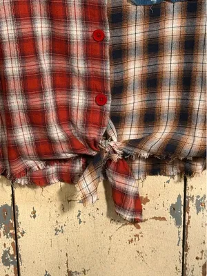 Entro Fall Plaid Mix Print Button Down oversized Shirt, Womens size small thumbnail 4
