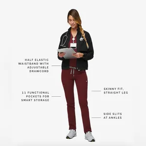 Figs Yola Skinny Burgundy Scrub Pants for Women (Size XXS/P) thumbnail 4
