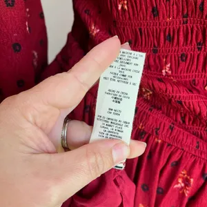Free People Ruby Combo Two Faces Smocked Mini Dress Red Boho‎ Small NWT thumbnail 10
