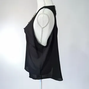 2B Bebe Y2K Black Semi Sheer V-Neck Tank Sz 2X READ thumbnail 2