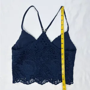 Abercrombie Crochet Lace Racerback Crop Tank - Navy - XS thumbnail 6