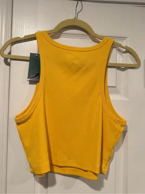 NWT Wild Fable Size XXL Yellow Ribbed Cropped Stretch Tank Top High Neck thumbnail 3