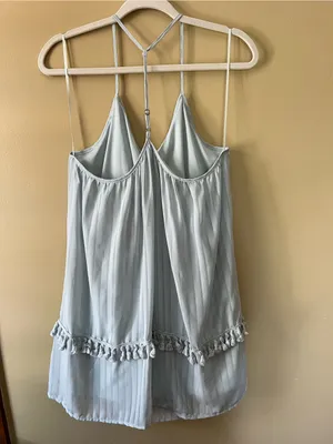 Gianni Bini Light Blue Pleated Mini Dress with Tassel Trim thumbnail 7