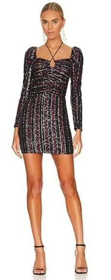 Saylor Multi Didion Sequin Long Sleeve Holiday Mini Dress Size S thumbnail 1