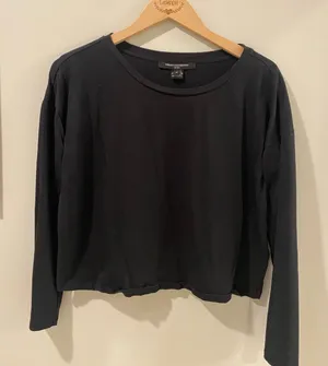 French Connection Black Long-Sleeve Crewneck Top Size Medium thumbnail 1