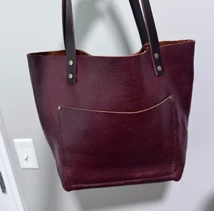 Portland Leather Goods Brown Hand Made Tote Bag Purse thumbnail 7