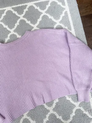 Free People Lilac Rib Knit Oversized Cropped Sweater thumbnail 5