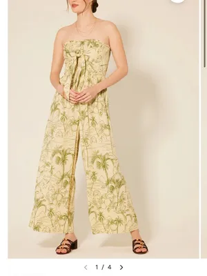 Patrons of Peace Hacienda Teal Tropical Strapless Jumpsuit thumbnail 7