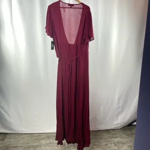 NWT Lulus‎ Heart of Marigold Wrap Maxi Dress in Burgundy Size 1X thumbnail 4