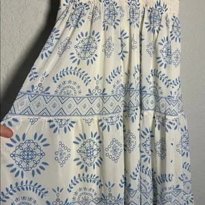 NEW Flying Tomato White Blue Lace Tiered Dress Grecian Vacation Resortwear thumbnail 5