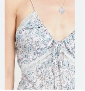 Free People Intimately All I Ever Wanted Maxi Floral Pink Blue Slit Dress Slip thumbnail 2