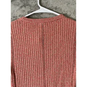 Monrow Coral Cream Ribbed Cotton Cropped Long Sleeve Sweater Top Size XS New thumbnail 4