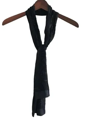 Vintage Black Leaf Large Scarf, Vintage Wrap, Extra Long Rectangular Scarf thumbnail 5
