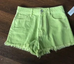Pacsun Denim Shorts Frayed Hem Womens Size 25 Green High Rise Festival thumbnail 1