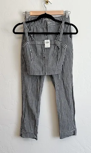 Hollister | NWT Gingham Crop Tank & High-Rise Pants Set in‎ Black White thumbnail 1