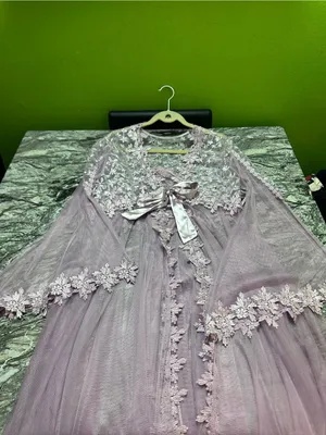 Embroidered Sheer Lace Robe in Light Lavender - Elegant Layering M thumbnail 6