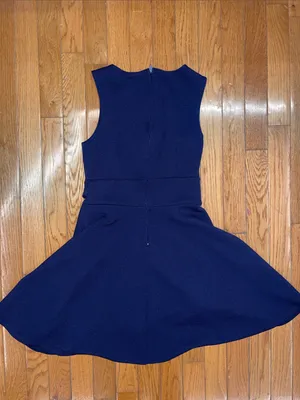 Sleeveless Navy Fit-and-Flare Mini Dress with Decorative Belt thumbnail 5