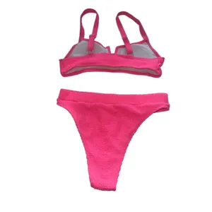 SHEIN Neon Pink Textured Bikini Set thumbnail 2