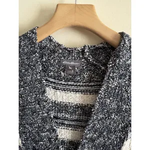 Eddie Bauer Striped V-neck Knit Sweater Women's‎ Size S Zip Up Cabin Grandpa thumbnail 3