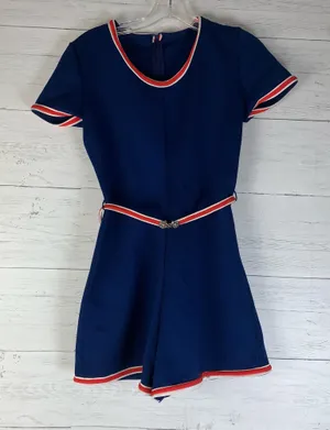 Vintage Aileen navy blue nautical romper womens size 10 (S-M) thumbnail 1