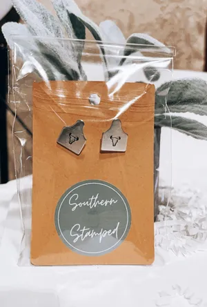 Handmade Cow Tag Earrings thumbnail 2