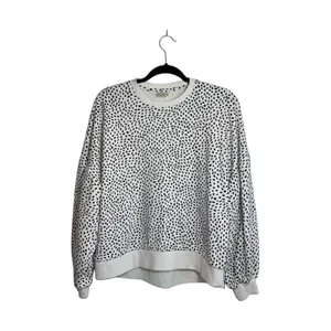 Calia by Carrie Cream & Black Dotted Sweatshirt Crew Neck Relaxed Fit thumbnail 2