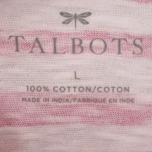 Talbots Striped Short Sleeve Tee Shirt Womens Size L Pink White Cotton Beachy thumbnail 2