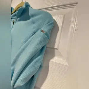L.L. Bean Size S Aqua Blue Mock Beck Long Sleeve Quarter Zip Pullover Fleece Top thumbnail 3