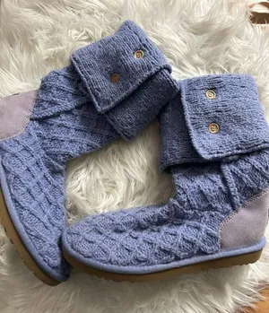 UGG Australia Cardy Knit Tall Fold Over Light Purple Sweater Boot - Size 8 thumbnail 1