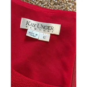 Kay Unger Red Textured Peplum Knee Length Dress. Size 6 thumbnail 3