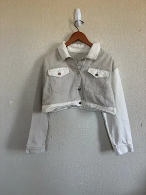 Cropped cream denim jacket White Size M thumbnail 2