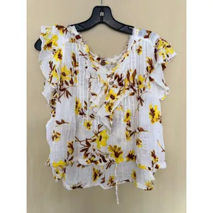 Free People Blouse Womens Small White Floral FP‎ One Adella Ruffle Boho Top thumbnail 5
