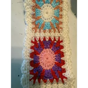 Boho Crochet Granny Square Hobo Shoulder Bag Cream Multi Retro y2k whimsi dainty thumbnail 5