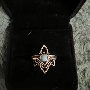 Women’s Stainless Steel Silver Faux Turquoise Ring Size 8 thumbnail 2