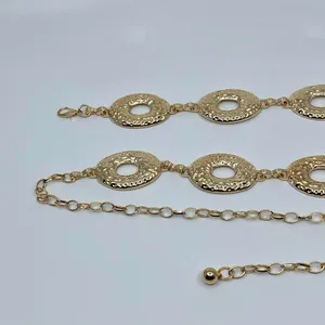 Vintage Y2K Boho Gold Hammered Open Oval Chain Belt, Up to 42.5 Inches, X7GA1146 thumbnail 8