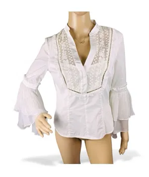 Bebe‎ Women's Sz S Victorian Lace Side Zip Up Top Sz S Coquette Bell Sleeve Y2K thumbnail 1