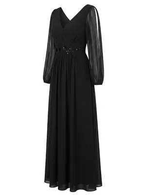 Ever Pretty Black Chiffon V-Neck Maxi Dress with Beaded Waistsize 16 thumbnail 3