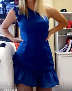 DO+BE One Shoulder Ruffle Blue Dress thumbnail 1