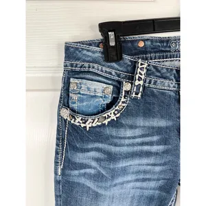 Miss Me Jeans Womens Size 29 Dark Wash Cropped Skinny Studded Distressed Denim thumbnail 4