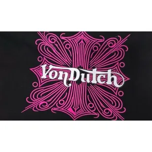 Von Dutch Tote Bag Womens Large Black Pink Cross Logo Y2K Shoulder Shopper thumbnail 2