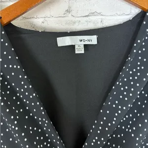 Warren Donner NY Black and White Polka Dot Tiered Midi Dress thumbnail 5