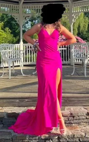 Dave and Johnny Hot Pink Prom Dress thumbnail 1