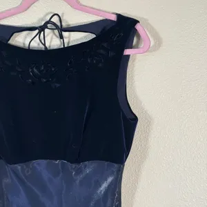 Vintage 90s Blue Velvet Satin Maxi Dress Womens 14 Prom Formal Phoebe Buffet thumbnail 12