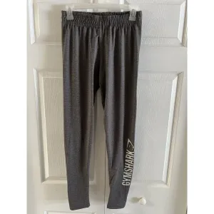 Gymshark Core‎ Leggings Marled Charcoal Gray White Spellout Size Medium thumbnail 2