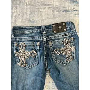 Miss Me Rhinestone Studded Embellished Boot Cut Jeans Size 27" thumbnail 4