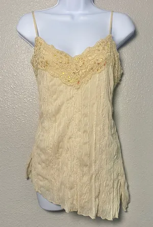 Vintage Y2K Camisole XL Asymmetrical Fairycore Sequin Lace Angelcore Coquette thumbnail 1